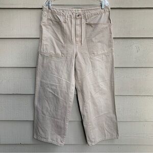 Vintage 90s Wide Leg Utility Pants Workwear Light Khaki Gorpcore Size 12